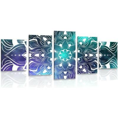 5-dílný obraz moderní Mandala s orientálním vzorem - 100x50