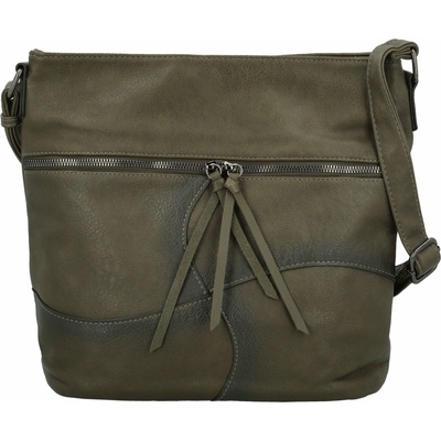 Stylová dámská koženková crossbody kabelka Herta tmavě zelená