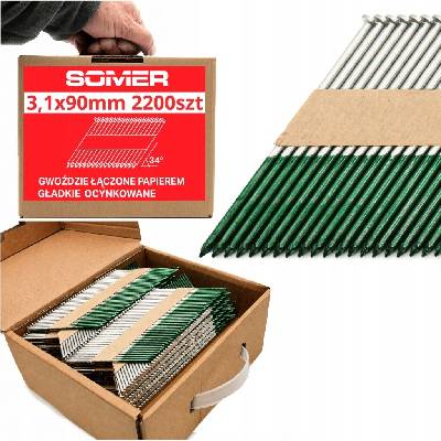 Klince spojené papierom 3,1x90 mm 2200 ks hladké pozinkované