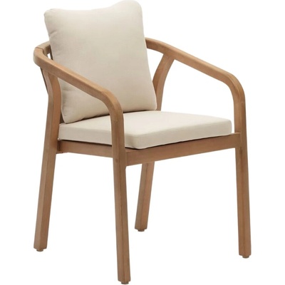 Kave Home Malaret dřevěná zahradní židle s béžovými polštáři