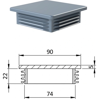 Krytka plastová 90 x 90 mm, šedá