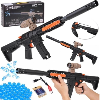 Gel blaster M416 na gelové kuličky 3v1 s akumulátorem (DIY) - 1 kus