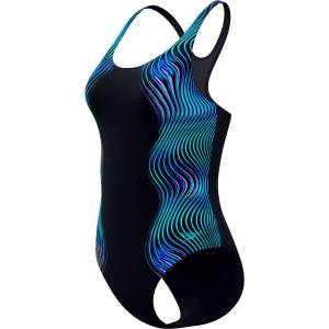 Speedo Дамски бански костюм Speedo Women's Print Medalist One Piece Swimsuit - Anthracite - размер 40 (EU) (150-6097-0114)