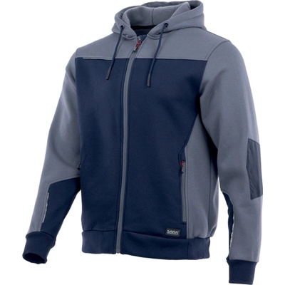 Sara Workwear Rozepínací mikina s kapucí extra teplá COMFORT PLUS šedá tmavě modrá
