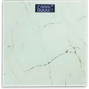 Rosberg Кантар за тегло дигитален Rosberg R51650G, Закалено стъкло, До 180 кг, LCD дисплей, Автоматични функции, 2 x AAA батерии, Бял мрамор (5R51650GWM)