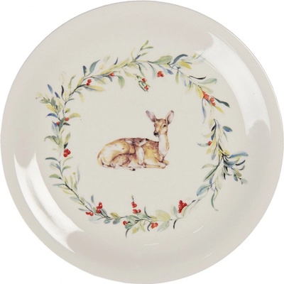 Clayre & Eef Keramický jedálenský tanier Dearly Christmas 28 cm
