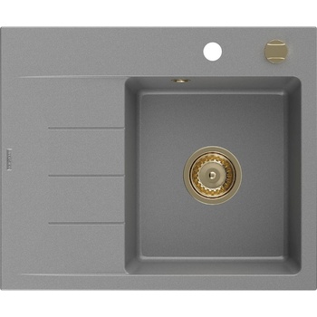 Mexen Ben гранитна мивка с едно корито и отцедник, дясна 600 х 500 mm, сива, (6523605000-71-G)