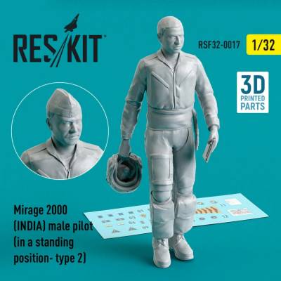 Mirage Reskit 2000 INDIA male pilot in a standing position type 2 3D Printed 1:32