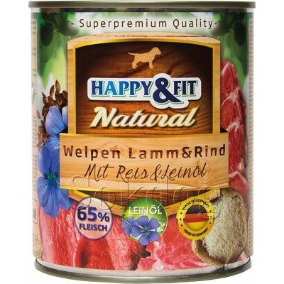 Happy & Fit Natural Junior jahna hovedzie ryža a lanový olej 800 g