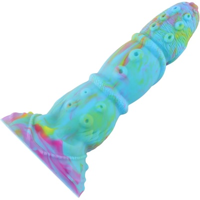 HISMITH HSD36 Realistic Silicone Tentacle Dildo Strong Suction Cup 8.59" Blue-Green