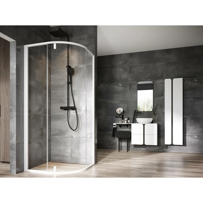 Ravak Nexty sprchový kout 90x90 cm půlkulatá bílá matný/průhledné sklo 3O677E01Z1