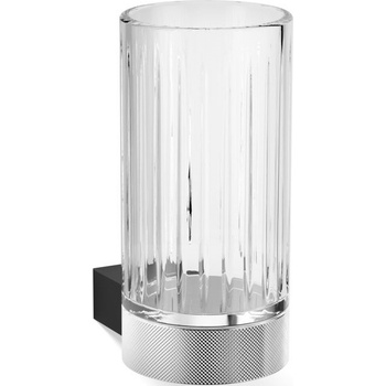 Decor Walther Чаша за четки за зъби Club релефна стенна черна мат-хром (0857560)