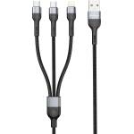 DeTech Кабел за данни DeTech DE-52UCL, 3 in 1, USB - 2хType-C, Lightning, 1.0m, Black - 40518 (DE-40518)