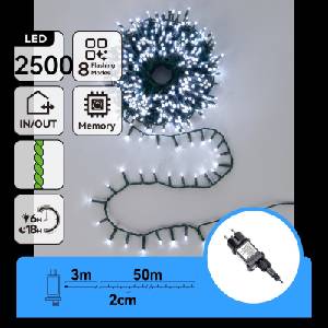 Aigostar - LED външен коледен гирлянд 2500 LED/8 функции 53 m IP44 студено бяло (AI2460)