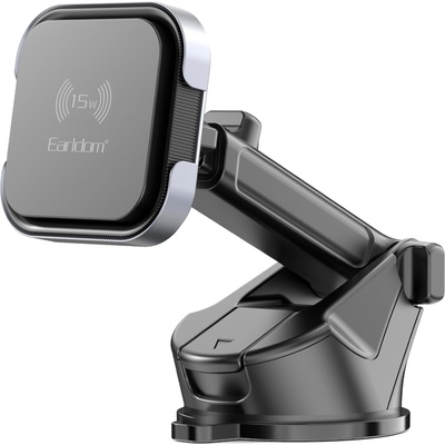 Earldom Универсална стойка за телефон, Earldom ET-WC63, Магнитна, Безжично зареждане, Черен - 17906 (17906)