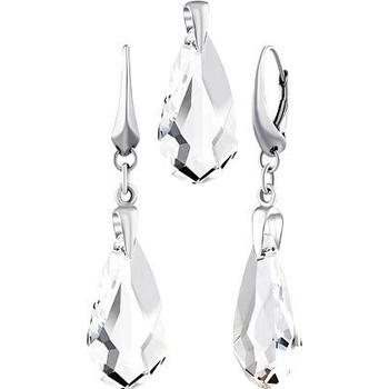 SILVEGO Strieborná sada šperkov v tvare kvapky číre so Swarovski® Crystals LSW6100P24CSET