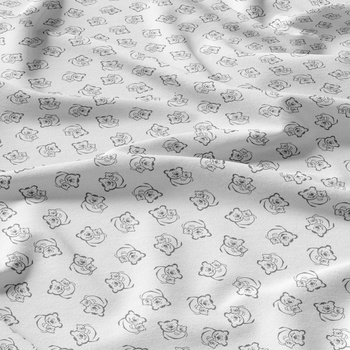 Bavlnená látka 235 vzor medveď, farba biela, metráž 160 cm