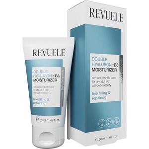 Revuele Double Hyaluron + B5 Moisturizer, богат хидратиращ анти-ейдж крем за суха и уморена кожа, 50 ml