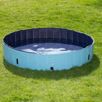 zooplus Keep Cool басейн за кучета от пластмаса, Ø120xВ30см с покривало