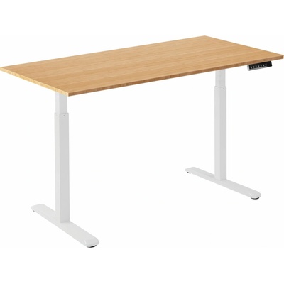 AlzaErgo Table ET2 bílý + deska 120×80 cm bambusová