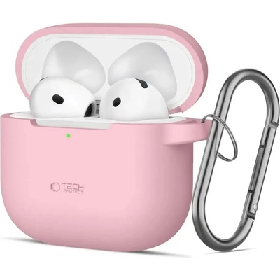 Tech-Protect силиконов калъф с кука за AirPods 4 - розов (5906302370054)