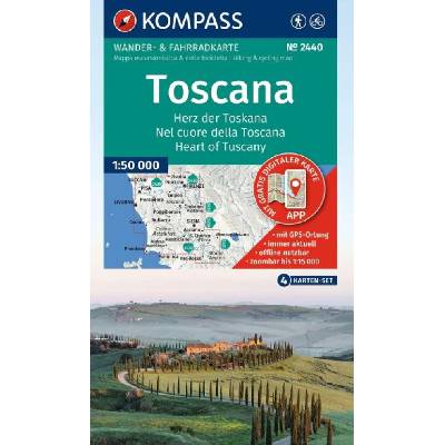 Toskánsko - set 4 turistických map (kompass č. 2440) - turistická mapa