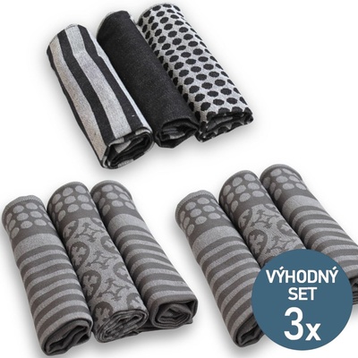 Etex Sada utěrek z egyptské bavlny U02 černé a šedé 50 x 70 cm 9 ks – Zboží Mobilmania