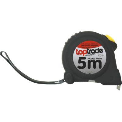 TopTrade svinovací metr 5 m × 19 mm, plastové pouzdro, jednobrzdový (Délka 5 m, šířka pásky 19 mm)