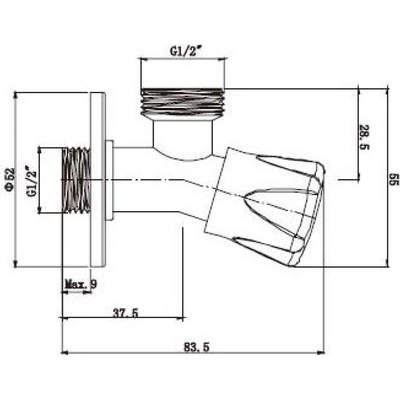 Aqualine Pračkový ventil se zpětným ventilem, 1/2'x3/4', chrom 5313 – Zbozi.Blesk.cz