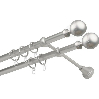 OK-GarnýžeCZ Garnýž kovová dvouřadá 19mm Kalisto double satina 330 cm do stěny / kroužky s háčkem