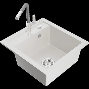 Mexen Vito гранитна мивка с 1 отделение с кухненски смесител Flora, бял (6503-20-670401-06)