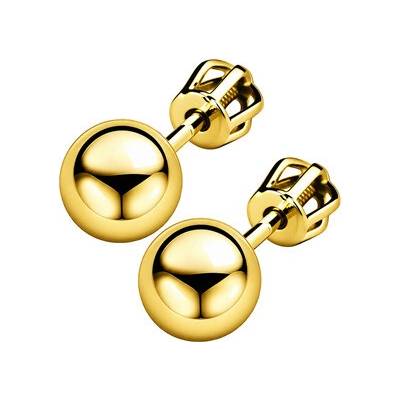 NUBIS Zlacené stříbrné šroubovací náušnice kuličky 6 mm NB-3562-06
