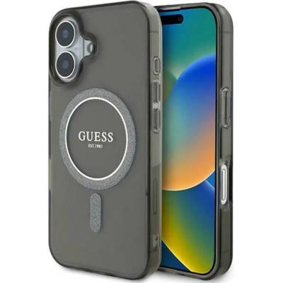 GUESS Калъф Guess IML Glitter Circle MagSafe за iPhone 16 - черен (3666339307417)