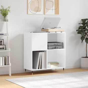 Image 1 of vidaXL Шкаф за винилови плочи бял гланц 84, 5x38x89 см инженерно дърво (831766)