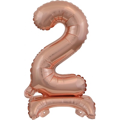 Balónek fóliový číslo 2 volně stojící růžovo zlatý 38 cm