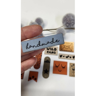 Koženkový štítok Handmade PATINA laser koženka: DENIM Hnedá/čierna