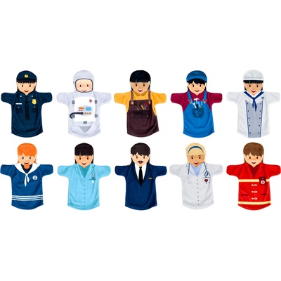 Achoka Комплект от 10 кукли за театър Achoka - Професиите на хората (800)