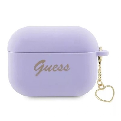 Guess Калъф за Airpods Guess GUAP2LSCHSU Apple AirPods Pro 2, лилав, Silicone Charm Heart Collection (GUAP2LSCHSU) (GUAP2LSCHSU)