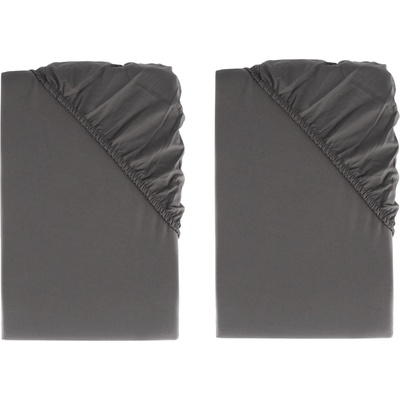 Livarno home Perkálová napínacia plachta antracitová 2ks 90-100x200