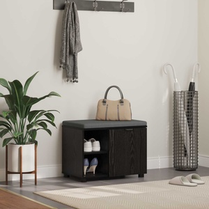 vidaXL Пейка за коридор с възглавница с рафт Черен Дъб 60 x 38 x 46 см (891497)
