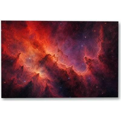 Plakát – Červeno-fialová mlhovina s hvězdami Bez rámu Ano Bez rámu 135 × 90 cm