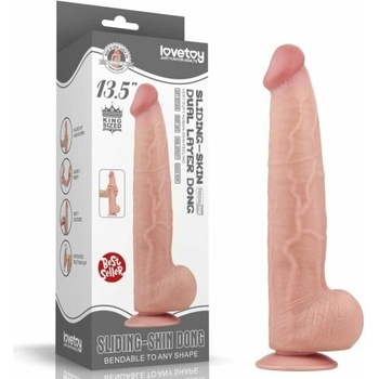 LoveToy King Sized Sliding Skin Dual Layer Dong 13.5" Flesh