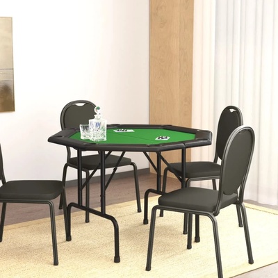 vidaXL Сгъваема покер маса за 8 играча, зелена, 108x108x75 см (80404)