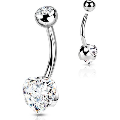 Šperky4U piercing do pupíku srdce čirá BS1064-C