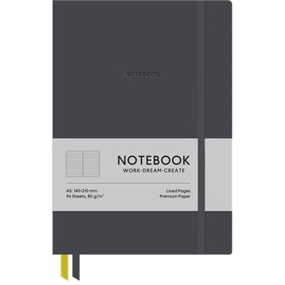 Shkolyaryk Publishing House Тетрадка, A5, с подредба, 96 страници, твърда корица, кожена корица, SHKOLYARYK "Genius", тъмно сива A5-7126L (A5-7126L)