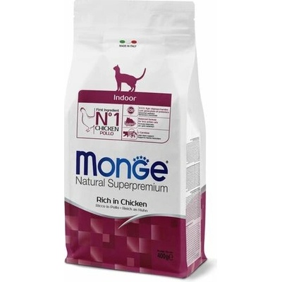 MONGE Natural Superpremium Indoor suché krmivo s kuracím pre dospelé mačky 0,4 kg