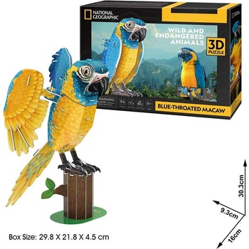 CubicFun Пъзел 3D National Geographic Синьогърлена ара 94ч (1010176F)