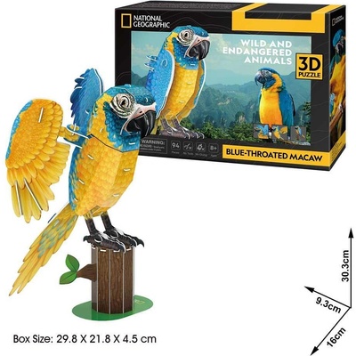 CubicFun Пъзел 3D National Geographic Синьогърлена ара 94ч (1010176F)