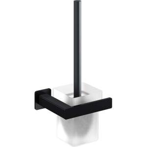 Omnires Nelson - Стенна тоалетна четка с държач, млечно стъкло/матово черно NL80620BL (NL80620BL)