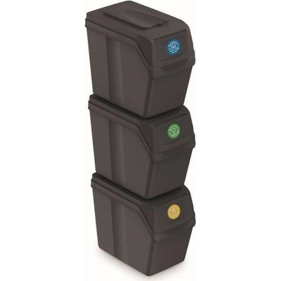 Prosperplast ISWB20S3-S433 Sada 3 odpadkových košů SORTIBOX I antracit 3 x 20 l